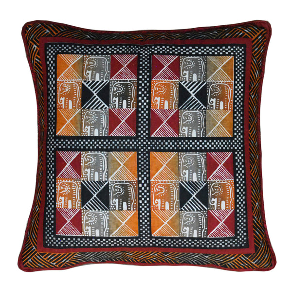 Kudhinda Cushion Cover 40x40cm – Elephant Square (Naturals)