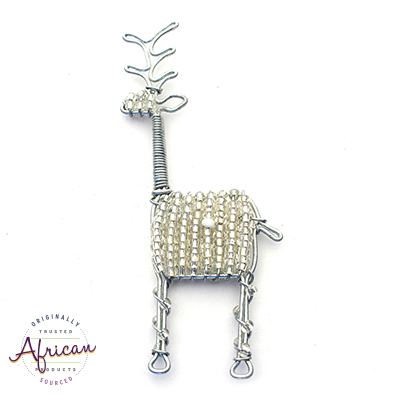 Beaded Christmas Decoration Reindeer (Silver)