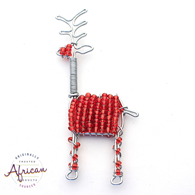 Beaded Christmas Decoration Reindeer (Red)