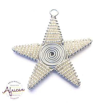 Beaded Christmas Star Large (Silver)