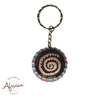 Painted Bottle Tops - Keyring: Children Playing