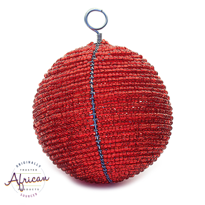 Beaded Large Christmas Balls (Red)