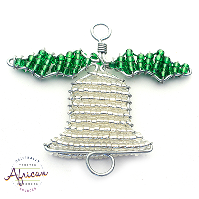 Beaded Christmas Bells (Silver and Green)