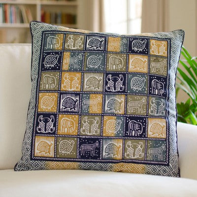 Kudhinda Cushion Cover 55x55cm – African Animal (Blue Steel)