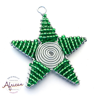 Beaded Christmas Star Small (Green)