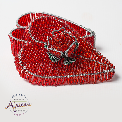 Valentine Beaded Heart Trinket Box With Rose