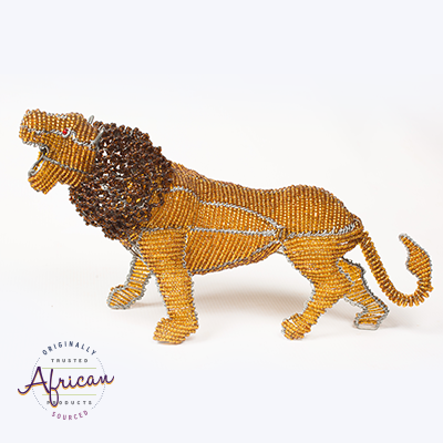 Beaded Large Lion Figurine