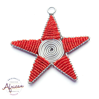 Beaded Christmas Star Large (Red)