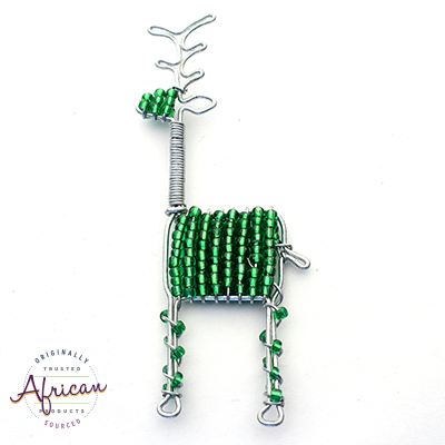 Beaded Christmas Decoration Reindeer (Green)