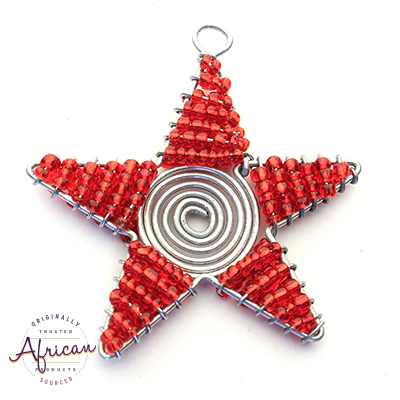 Beaded Christmas Star Small (Red)