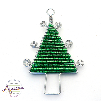 Beaded Christmas Trees Flat (Silver)