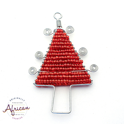 Beaded Christmas Tree Flat (Red)