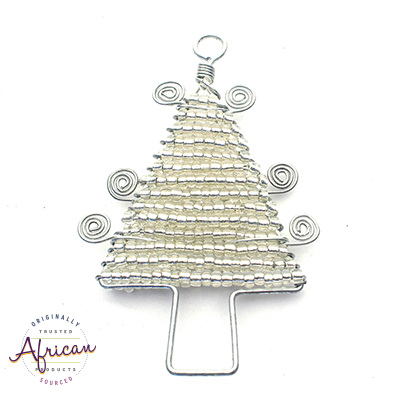 Beaded Christmas Trees Flat (Silver)