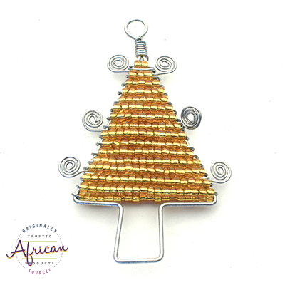 Beaded Christmas Trees Flat (Gold)