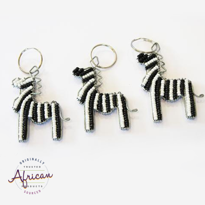 Beaded Key Chain - Zebra